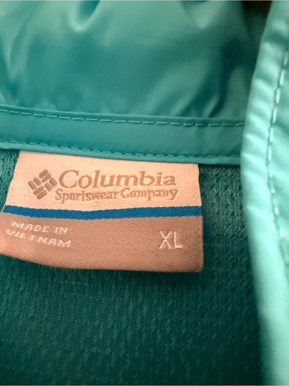 Columbia Women’s Aqua Turquoise Hooded Windbreaker Jacket - Picture 3 of 3